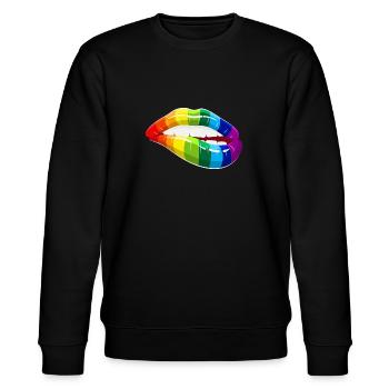 Rainbow Lips - LGBT Homosexualität Liebe Mund - Stanley/Stella Unisex Bio-Sweatshirt CHANGER  - Schwarz - Vorne - Nik (191cm) & Marisol (170cm)