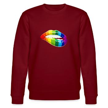 Rainbow Lips - Bouche d'amour homosexualité LGBT - Sweat bio CHANGER Stanley/Stella Unisexe - bordeaux - Devant - Nik (191cm) & Marisol (170cm)
