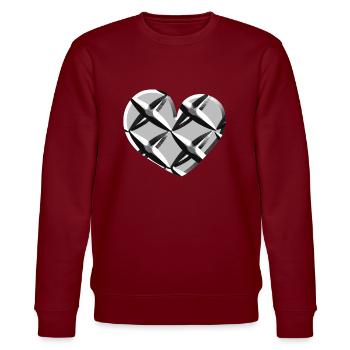 graues herz netz muster gefangen - Stanley/Stella Unisex Bio-Sweatshirt CHANGER  - Burgunderrot - Vorne - Nik (191cm) & Marisol (170cm)