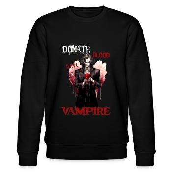 Halloween Design- donate blood save a vampire - Stanley/Stella Unisex Bio-Sweatshirt CHANGER  - Schwarz - Vorne - Nik (191cm) & Marisol (170cm)