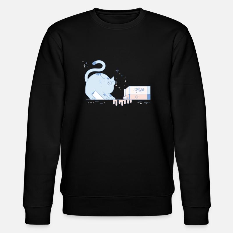 katze mit milch - Stanley/Stella Unisex Bio-Sweatshirt CHANGER  - Schwarz