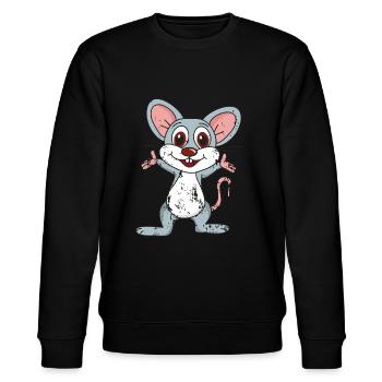 Retro Vintage Grunge Style Maus - Stanley/Stella Unisex Bio-Sweatshirt CHANGER  - Schwarz - Vorne - Nik (191cm) & Marisol (170cm)