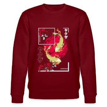 Japanischer Art Style Koi Fisch - Stanley/Stella Unisex Bio-Sweatshirt CHANGER  - Burgunderrot - Vorne - Nik (191cm) & Marisol (170cm)