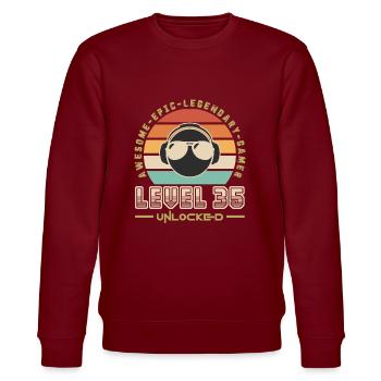 Level 35 - Stanley/Stella CHANGER Unisex Organic Sweatshirt - burgundy - Front - Nik (191cm) & Marisol (170cm)