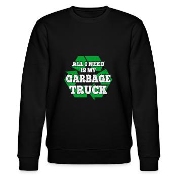 All I Need Is My Garbage Truck Trash Collector - Stanley/Stella Unisex Bio-Sweatshirt CHANGER  - Schwarz - Vorne - Nik (191cm) & Marisol (170cm)