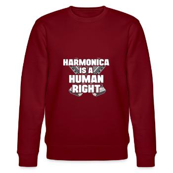 Harmonica Is A Human Right Harmonicist Mouth harp - Stanley/Stella Unisex Bio-Sweatshirt CHANGER  - Burgunderrot - Vorne - Nik (191cm) & Marisol (170cm)