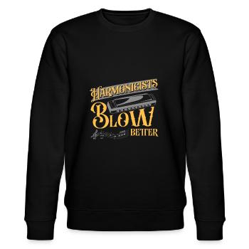 Harmonicists Blow Better Harmonica Player Gift - Stanley/Stella Unisex Bio-Sweatshirt CHANGER  - Schwarz - Vorne - Nik (191cm) & Marisol (170cm)