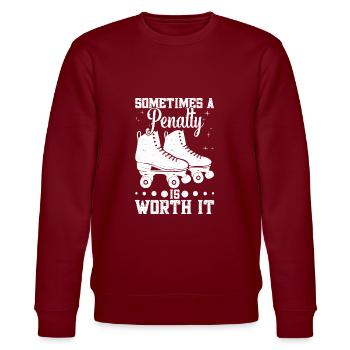 Roller Derby: Sometimes a penalty is worth it - Stanley/Stella CHANGER Unisex Organic Sweatshirt - burgundy - Front - Nik (191cm) & Marisol (170cm)