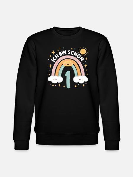 1st Birthday Shirt Rainbow Cloud - Stanley/Stella CHANGER Unisex Organic Sweatshirt - black