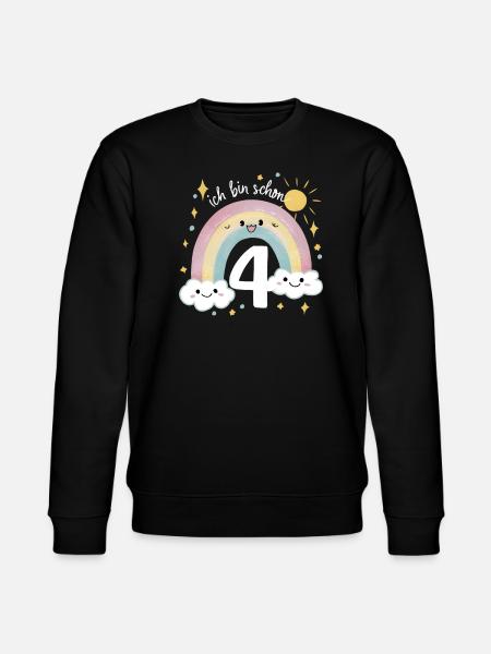 4th Birthday Shirt Rainbow Cloud - Stanley/Stella CHANGER Unisex Organic Sweatshirt - black