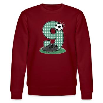 9. Geburtstag 9 Jahre Fußball Fußballspieler - Stanley/Stella Unisex Bio-Sweatshirt CHANGER  - Burgunderrot - Vorne - Nik (191cm) & Marisol (170cm)