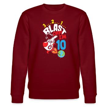 10. Geburtstag Jungen Astronaut Geburtstag - Stanley/Stella Unisex Bio-Sweatshirt CHANGER  - Burgunderrot - Vorne - Nik (191cm) & Marisol (170cm)