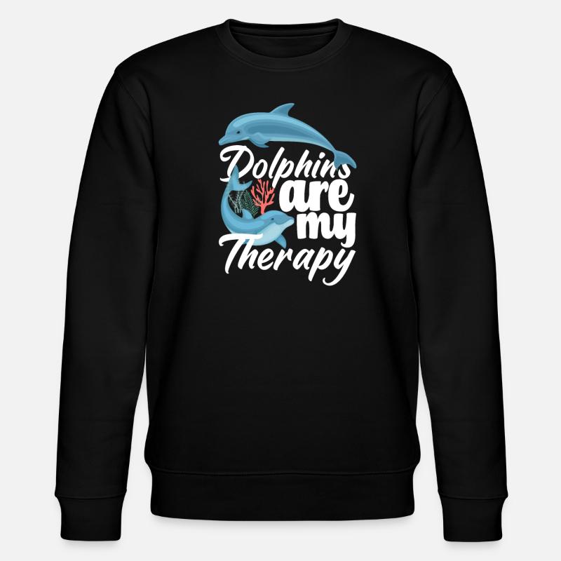 Dolphins are my therapy - Stanley/Stella CHANGER Unisex Organic Sweatshirt - black
