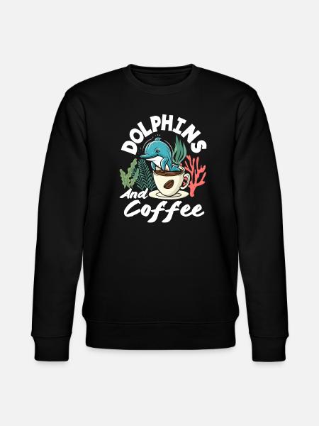 Love dolphins and coffee - Stanley/Stella CHANGER Unisex Organic Sweatshirt - black