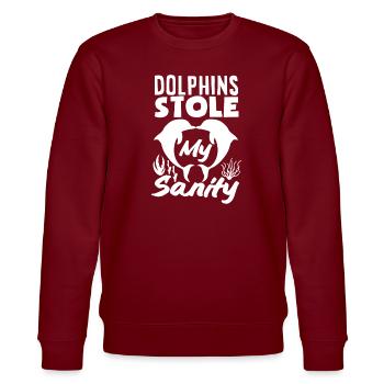 Dolphins stole my reason - Stanley/Stella CHANGER Unisex Organic Sweatshirt - burgundy - Front - Nik (191cm) & Marisol (170cm)