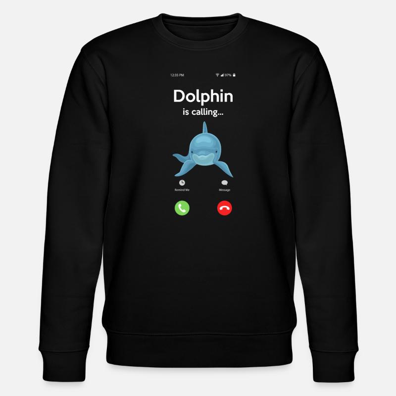 Dolphin Calling Funny Animal Motif - Stanley/Stella CHANGER Unisex Organic Sweatshirt - black