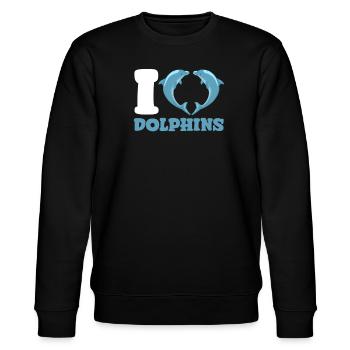 I Love Dolphins Graphic for Marine Animal Lovers - Stanley/Stella CHANGER Unisex Organic Sweatshirt - black - Front - Nik (191cm) & Marisol (170cm)