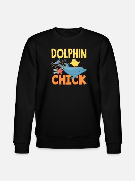 Dolphin Chick Cartoon Design - Stanley/Stella CHANGER Unisex Organic Sweatshirt - black