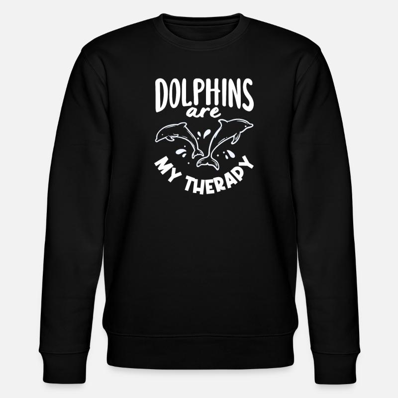 Dolphins are my therapy - Stanley/Stella CHANGER Unisex Organic Sweatshirt - black