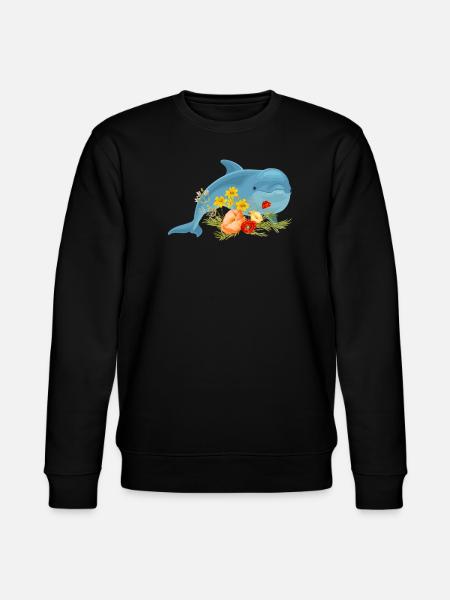 Dolphin with beautiful flowers - Stanley/Stella CHANGER Unisex Organic Sweatshirt - black