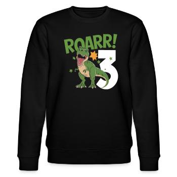 3rd Birthday 3 Years Dino Dinosaur Fan - Stanley/Stella CHANGER Unisex Organic Sweatshirt - black - Front - Nik (191cm) & Marisol (170cm)