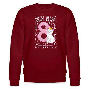 8. Geburtstag Katze Kätzchen Kindergeburtstag - Stanley/Stella Unisex Bio-Sweatshirt CHANGER  - Burgunderrot - Vorne - Nik (191cm) & Marisol (170cm)