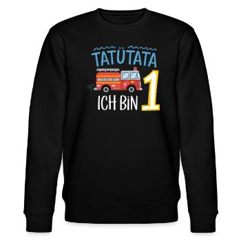 Tatütata Feuerwehr 1. Geburtstag - Stanley/Stella Unisex Bio-Sweatshirt CHANGER  - Schwarz - Vorne - Nik (191cm) & Marisol (170cm)