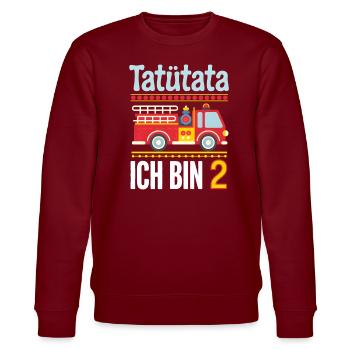Tatütata Feuerwehr 2. Geburtstag - Stanley/Stella Unisex Bio-Sweatshirt CHANGER  - Burgunderrot - Vorne - Nik (191cm) & Marisol (170cm)
