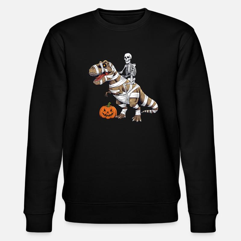 Halloween Skeleton Riding Dinosaur - Stanley/Stella CHANGER Unisex Organic Sweatshirt - black