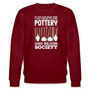 Lustiges Töpfer Töpfern Geschenk Geschenkidee - Stanley/Stella Unisex Bio-Sweatshirt CHANGER  - Burgunderrot - Vorne - Nik (191cm) & Marisol (170cm)