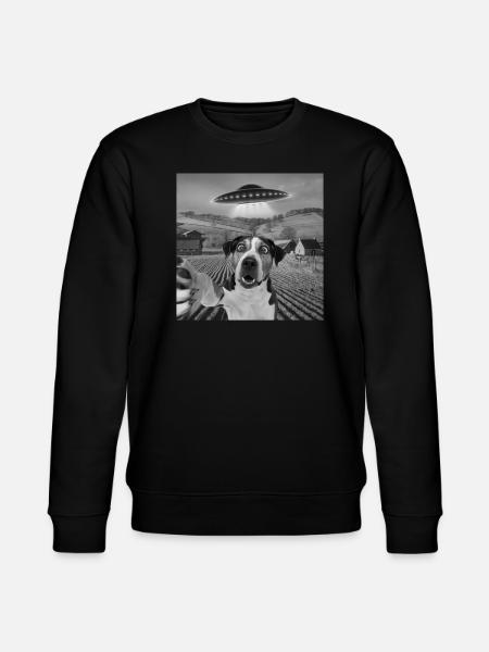 Alien Encounter Dog Selfie - Stanley/Stella CHANGER Unisex Organic Sweatshirt - black