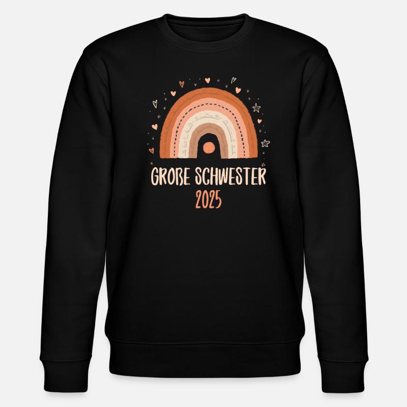 Große Schwester 2025 Regenbogen - Stanley/Stella Unisex Bio-Sweatshirt CHANGER  - Schwarz