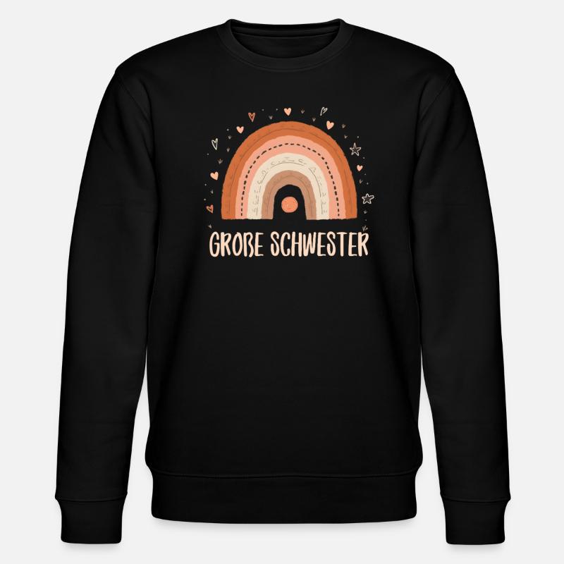 Große Schwester Regenbogen Boho - Stanley/Stella Unisex Bio-Sweatshirt CHANGER  - Schwarz