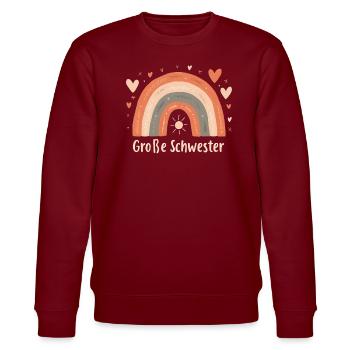 Große Schwester Regenbogen Boho - Stanley/Stella Unisex Bio-Sweatshirt CHANGER  - Burgunderrot - Vorne - Nik (191cm) & Marisol (170cm)