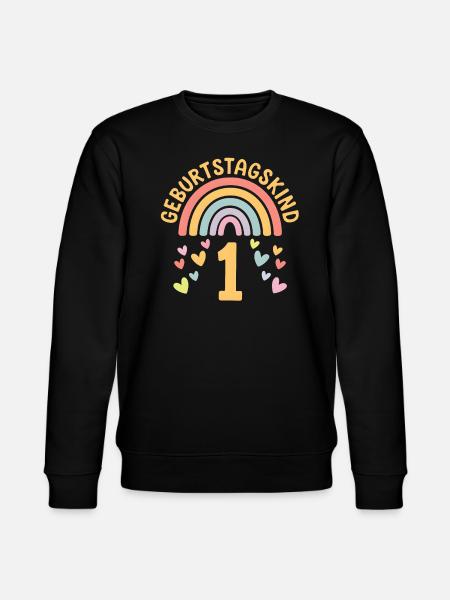1st Birthday Girl Rainbow - Stanley/Stella CHANGER Unisex Organic Sweatshirt - black