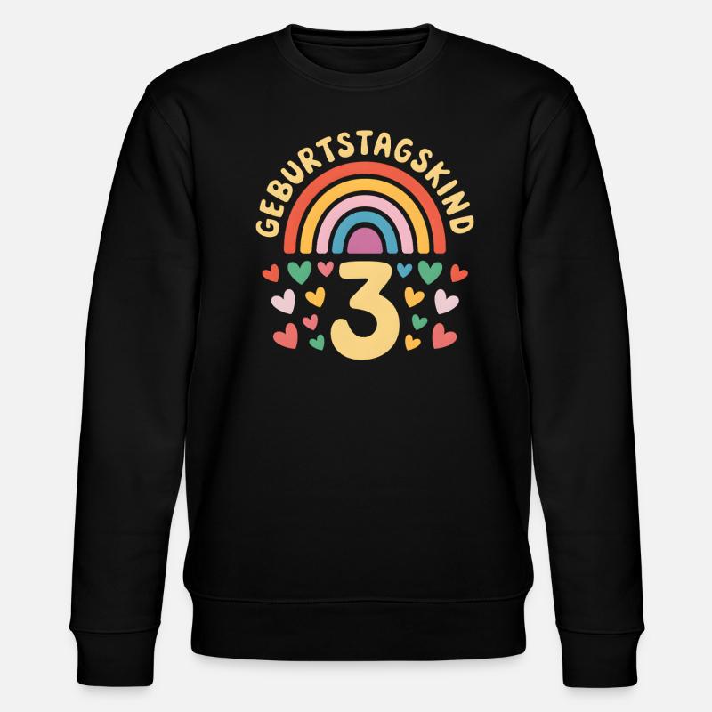 3ème anniversaire fille arc-en-ciel - Sweat bio CHANGER Stanley/Stella Unisexe - noir