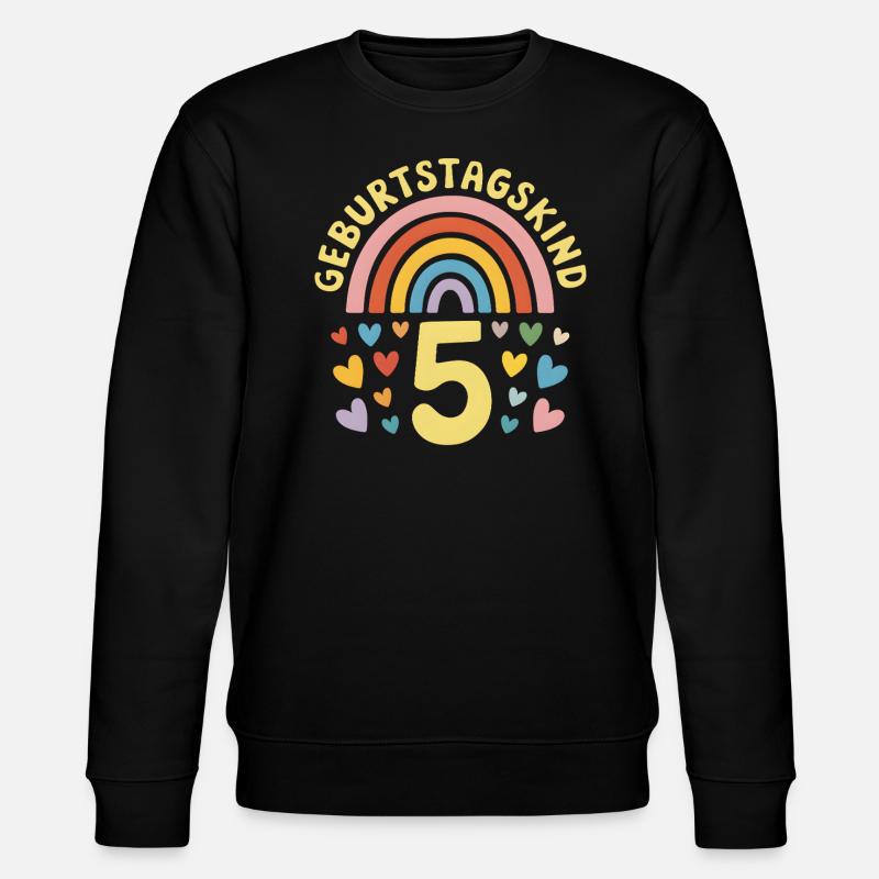 5ème anniversaire fille arc-en-ciel - Sweat bio CHANGER Stanley/Stella Unisexe - noir