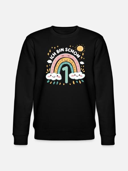 1st Birthday Shirt Rainbow Cloud - Stanley/Stella CHANGER Unisex Organic Sweatshirt - black