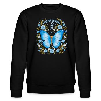 3. Geburtstag Schmetterling Kindergeburtstag - Stanley/Stella Unisex Bio-Sweatshirt CHANGER  - Schwarz - Vorne - Nik (191cm) & Marisol (170cm)