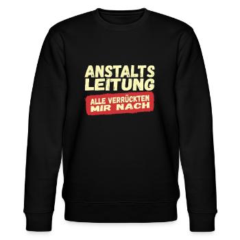 Anstaltsleitung - Stanley/Stella Unisex Bio-Sweatshirt CHANGER  - Schwarz - Vorne - Nik (191cm) & Marisol (170cm)