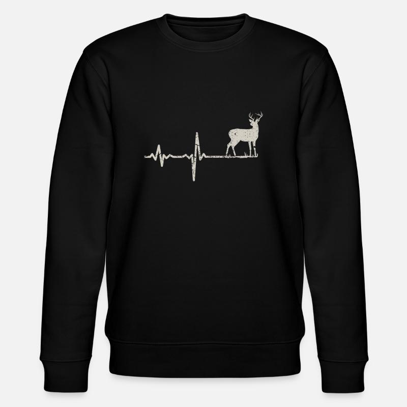 Gift heartbeat deer - Stanley/Stella CHANGER Unisex Organic Sweatshirt - black