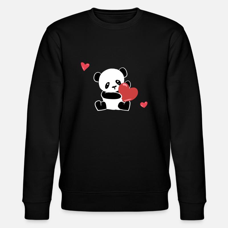Panda Liebe Herzen Tier Süß - Stanley/Stella Unisex Bio-Sweatshirt CHANGER  - Schwarz