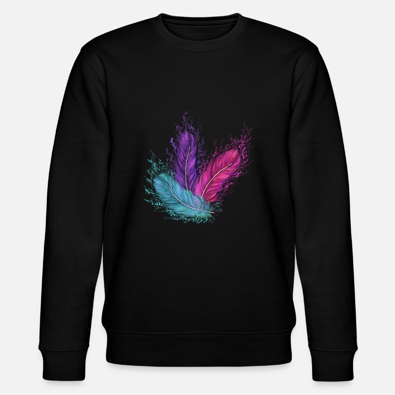 Feder, Vogelfeder, Tatoo, Indianerfeder - Stanley/Stella Unisex Bio-Sweatshirt CHANGER  - Schwarz