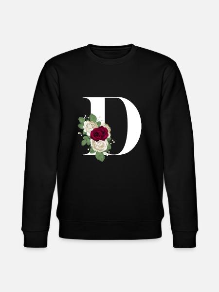 letter D flowered - Stanley/Stella CHANGER Unisex Organic Sweatshirt - black