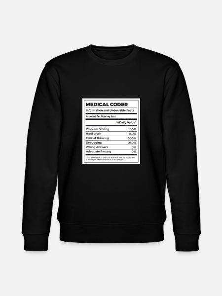 Funny Medical Coder Nutrition Facts - Stanley/Stella CHANGER Unisex Organic Sweatshirt - black