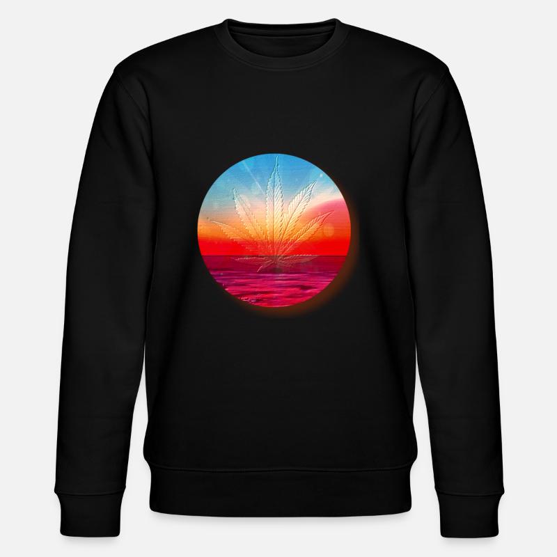 Hanfblatt vor Sonnenuntergang - Stanley/Stella Unisex Bio-Sweatshirt CHANGER  - Schwarz