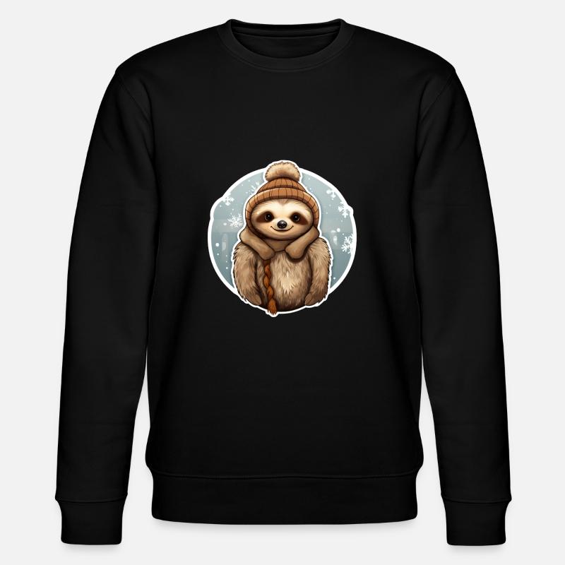 Faultier im Winter - Stanley/Stella Unisex Bio-Sweatshirt CHANGER  - Schwarz