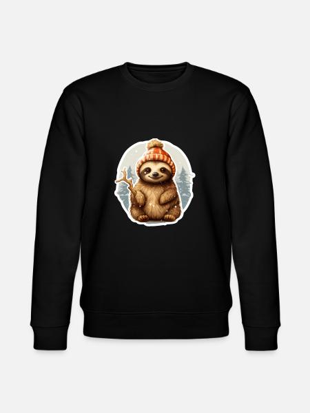 funny sloth in snowfall - Stanley/Stella CHANGER Unisex Organic Sweatshirt - black