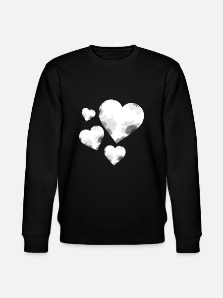 Beautiful white hearts - Stanley/Stella CHANGER Unisex Organic Sweatshirt - black
