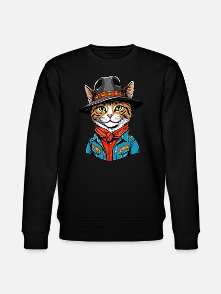 Cute cat cowboy - Stanley/Stella CHANGER Unisex Organic Sweatshirt - black